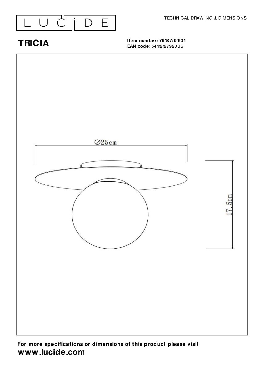 Потолочный светильник Lucide Tricia 79187/01/31