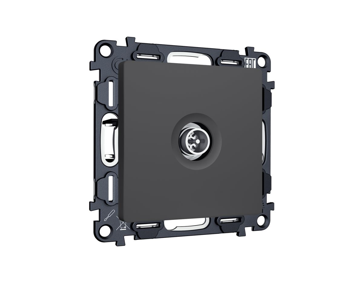 Комплект механизма TV розетки оконечной экранированной 5-1000MHz 3dB Alfa Графит мягкое касание Quant Ambrella Volt MA913005 (AP9130, VM199)